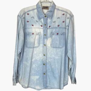 Vintage Sasson Chambray Embroidered Shirt